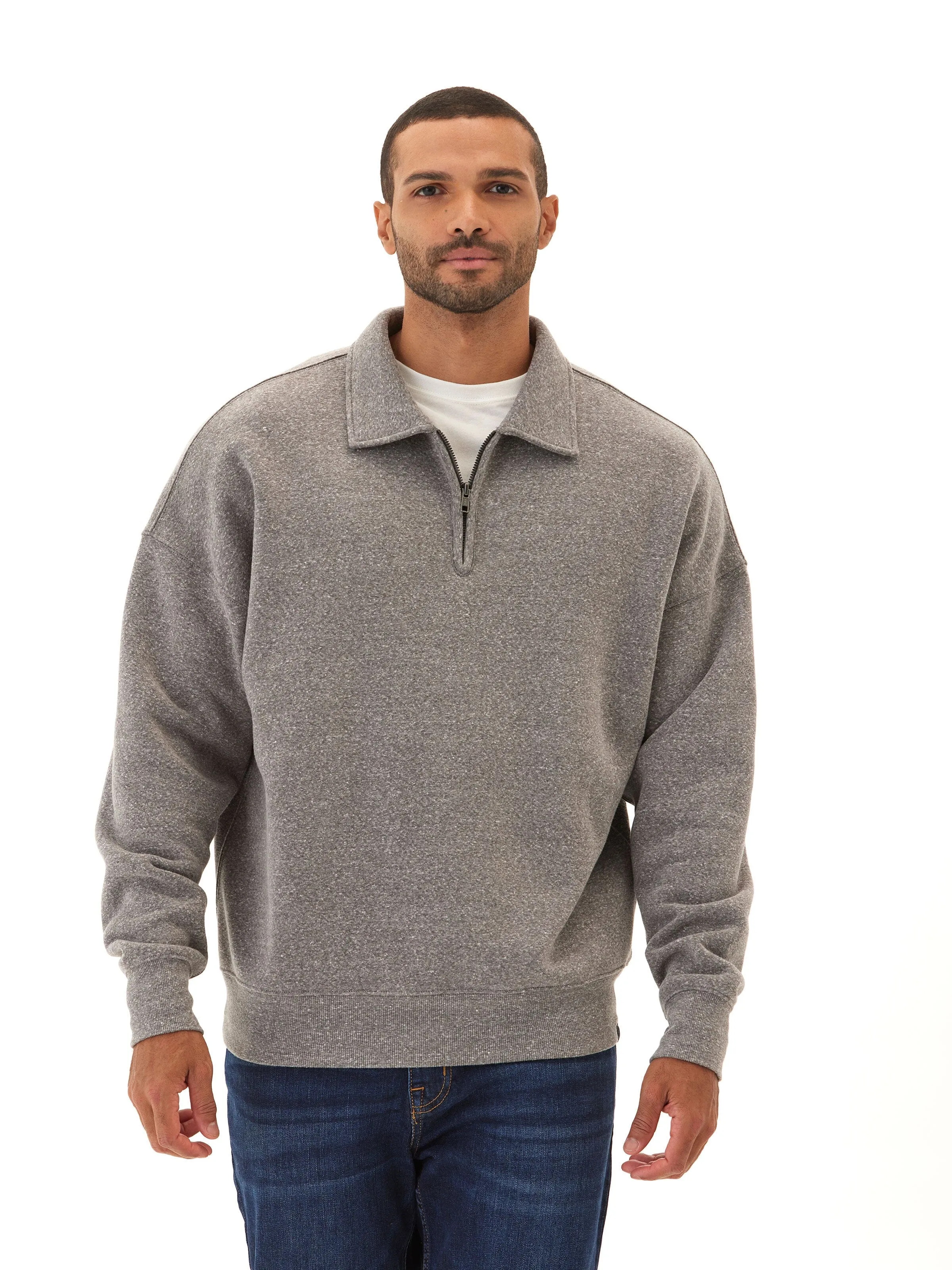 Elastic hem Daily Essential Gabe Triblend Fleece 1/4 Zip Polo
