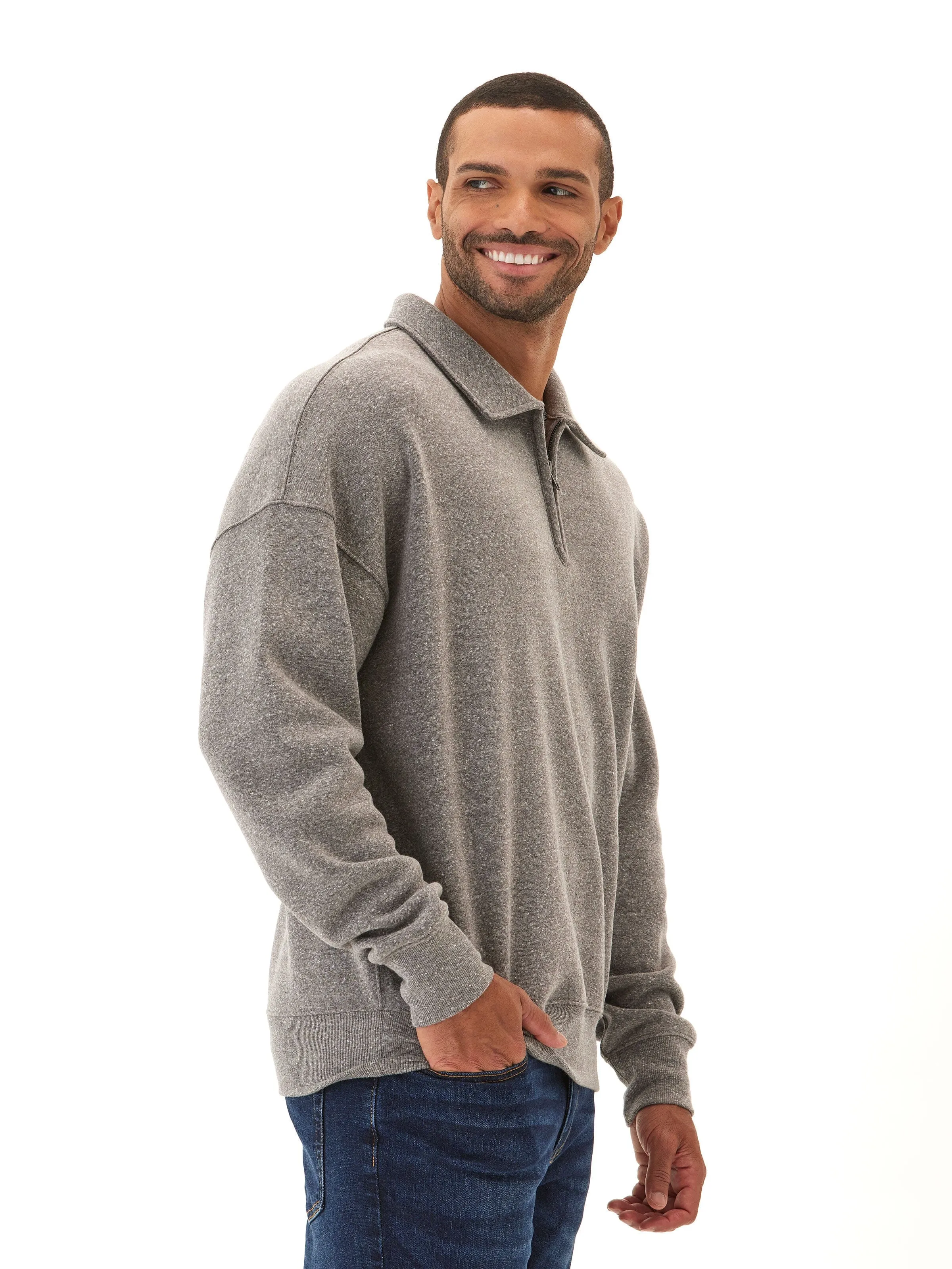 Subtle Layers Glove Compatible Cuffs Gabe Triblend Fleece 1/4 Zip Polo