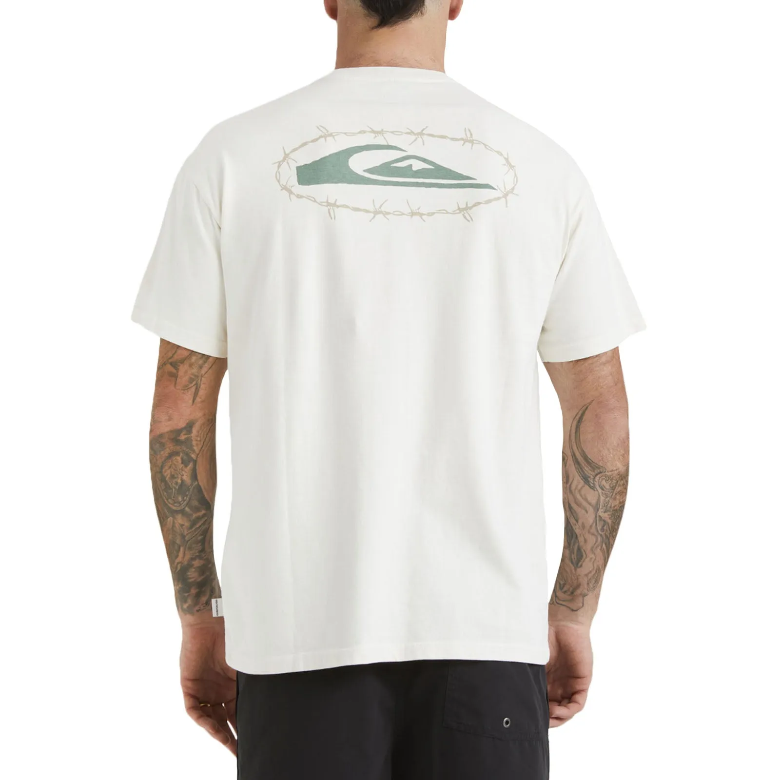 Quiksilver Mens Mikey Short Sleeve Cotton T-Shirt - Snow White PolishedFinish Hygroscopic Inner Layer