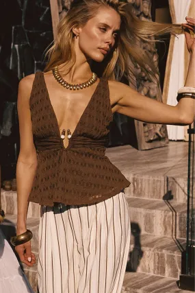 Stylish Look Trisha Mocha Stone Embellished Top