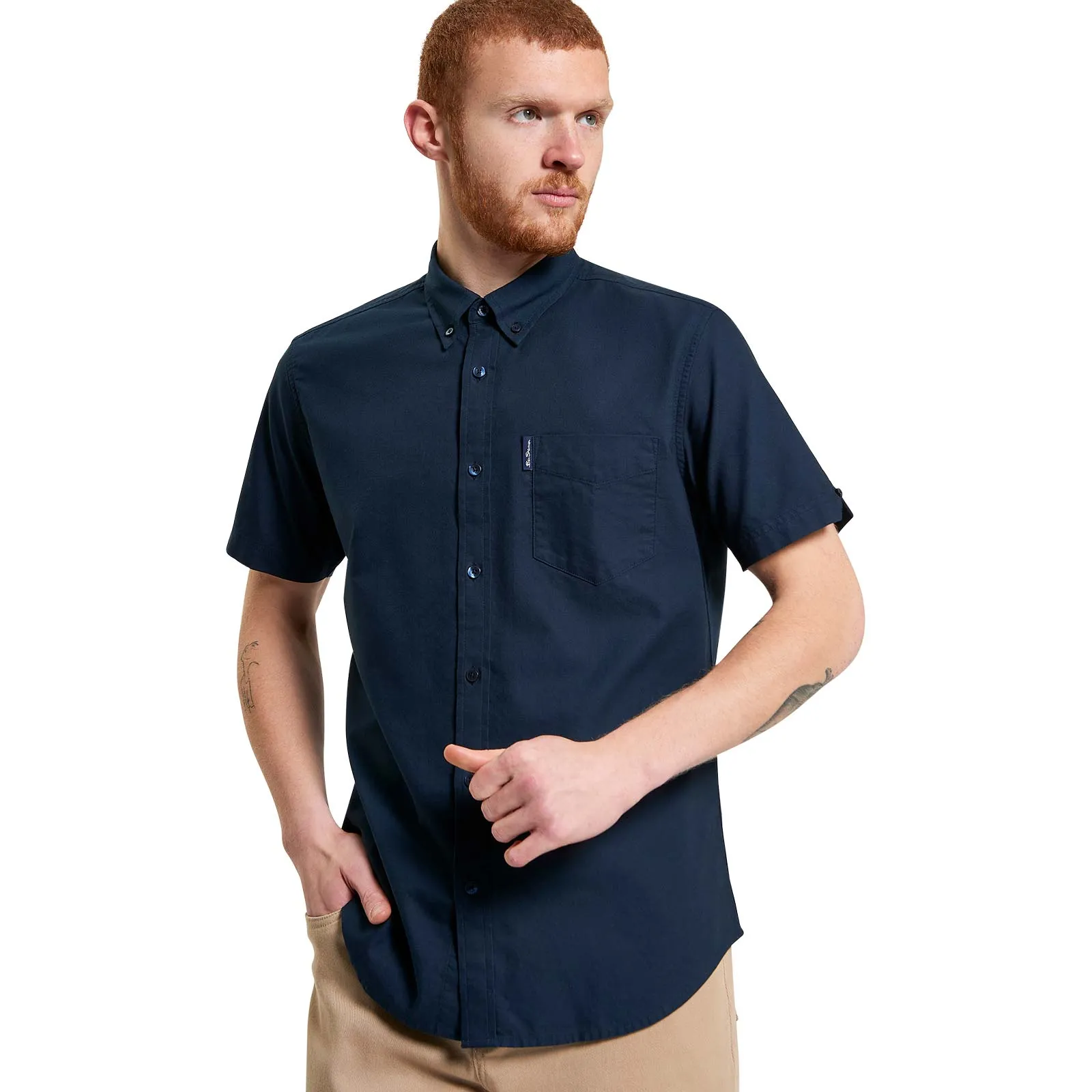 Ben Sherman Mens Signature Oxford Short Sleeve Shirt Stretchable Cloth Smart Casual