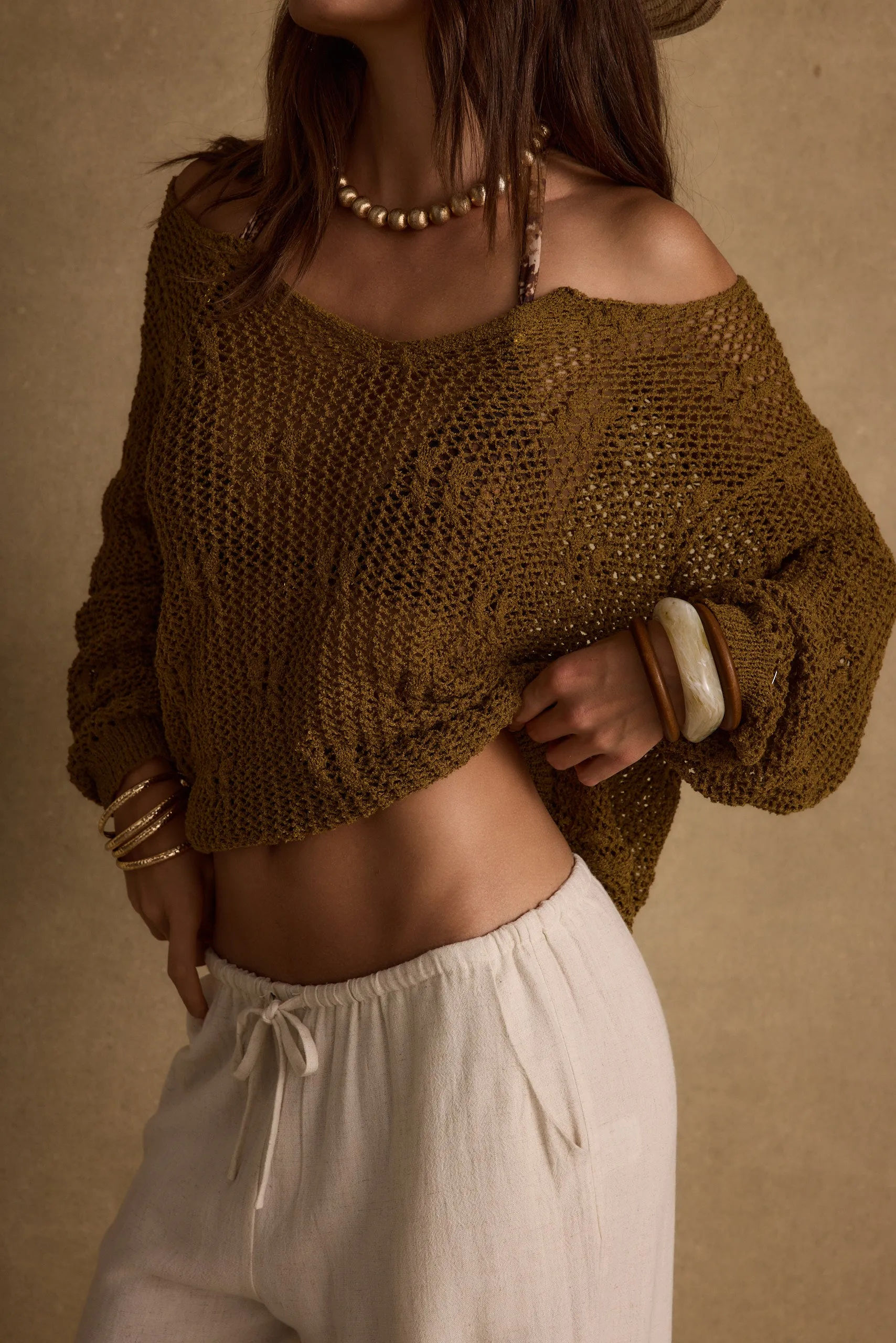 scarf Sunfade Olive Crochet Sweater