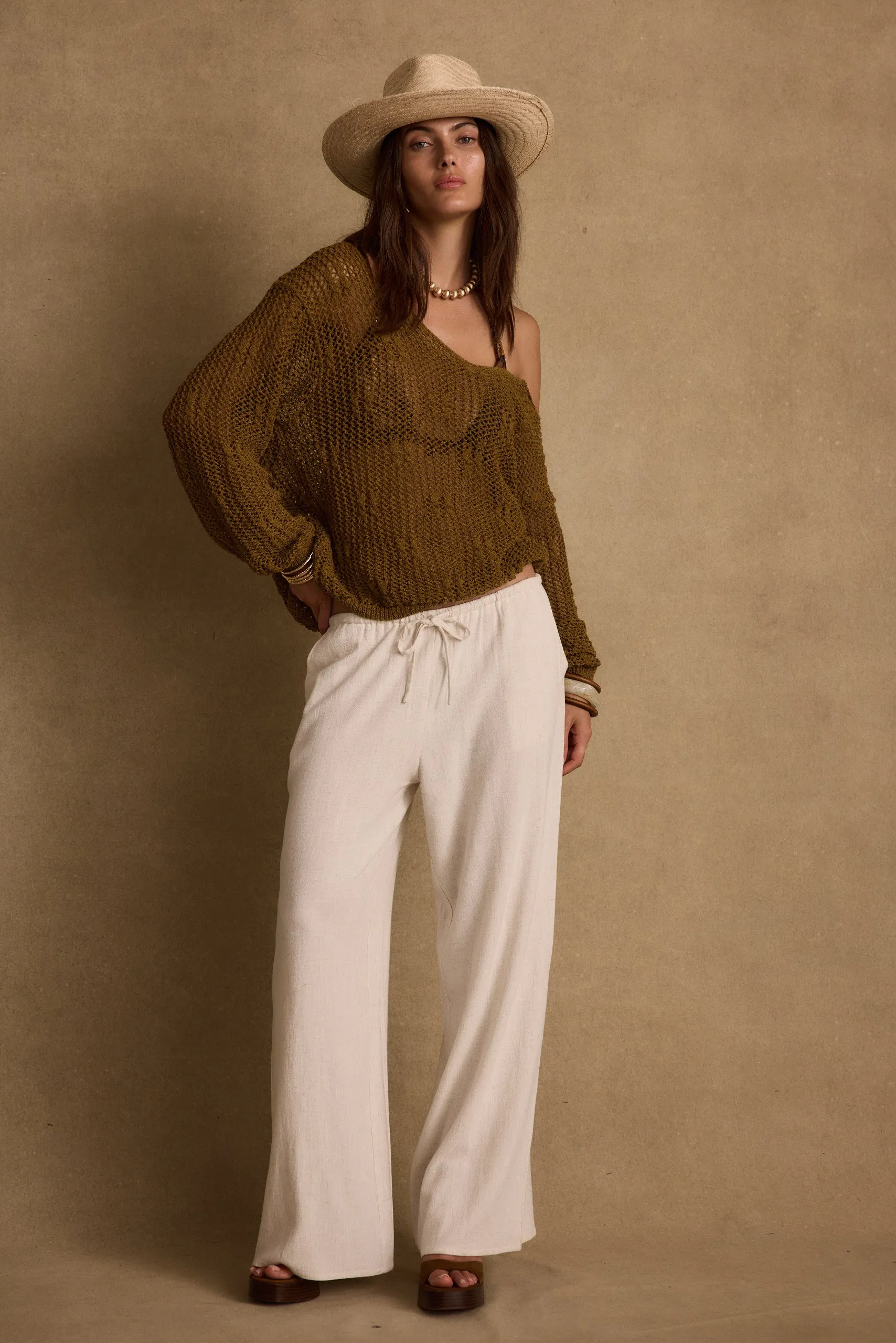 Sunfade Olive Crochet Sweater Budget Friendly