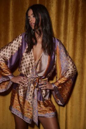 Flexible Cut Stylish dinner attire Gold Standard Multicolored Kimono Dress