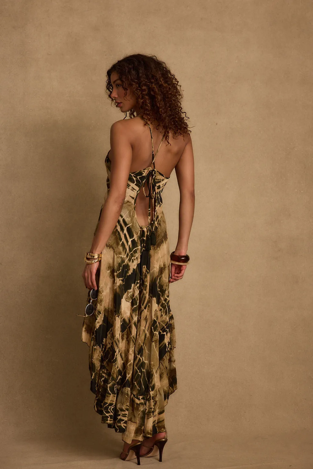 Dreamy Simplicity Sophisticated Fit Amira Olive Animal Midi Dress