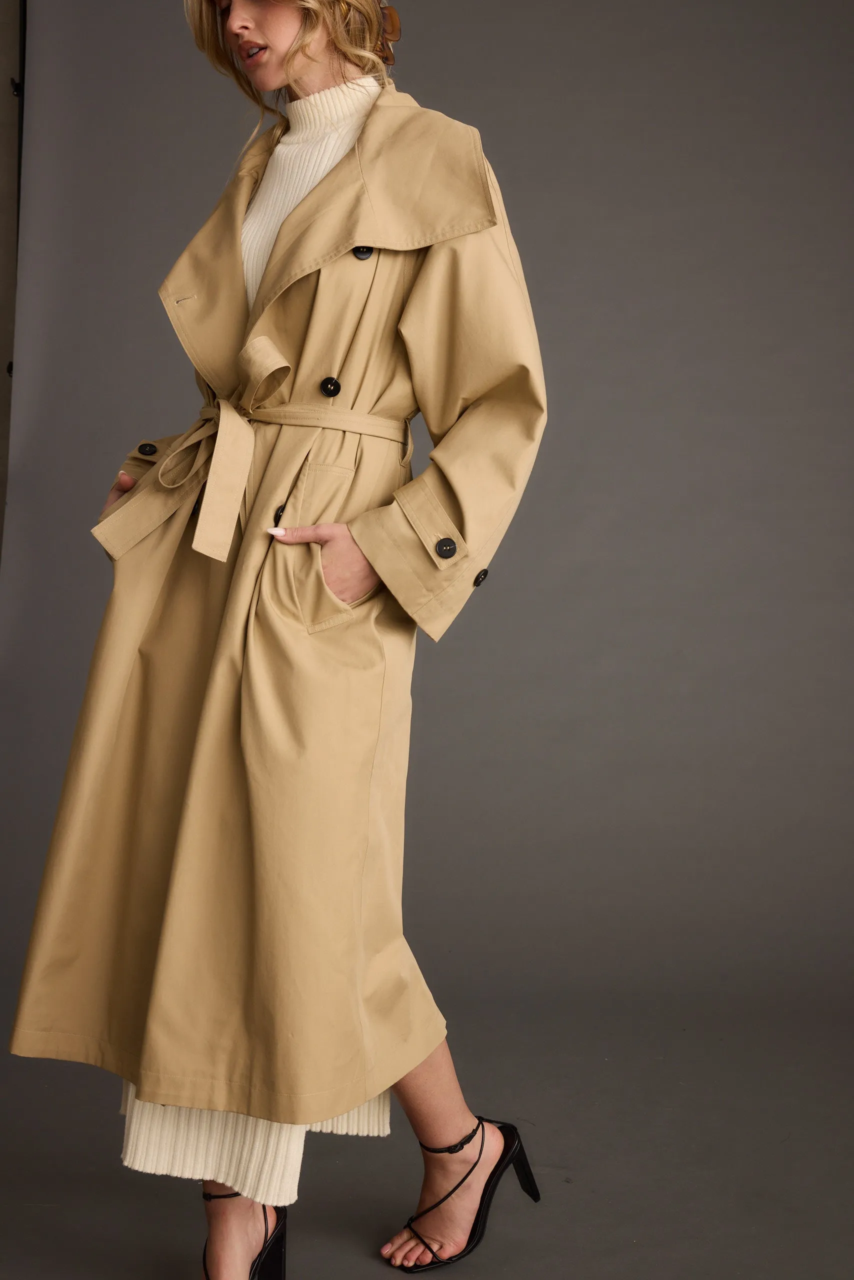 Moss Khaki Classic Trench Coat Office Worker