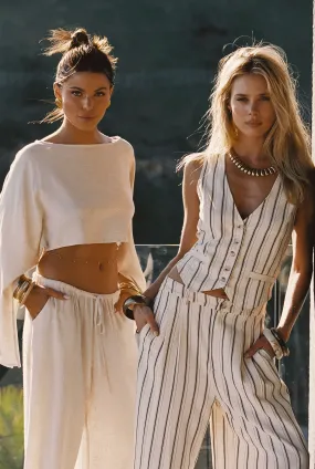 Diane White Striped Trousers FlexFoamPadding Stylish Wear