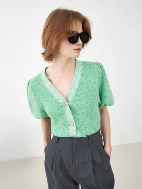 Shrink Resistant Process Touch Of Soft Wool Blend Puff Sleeve Top