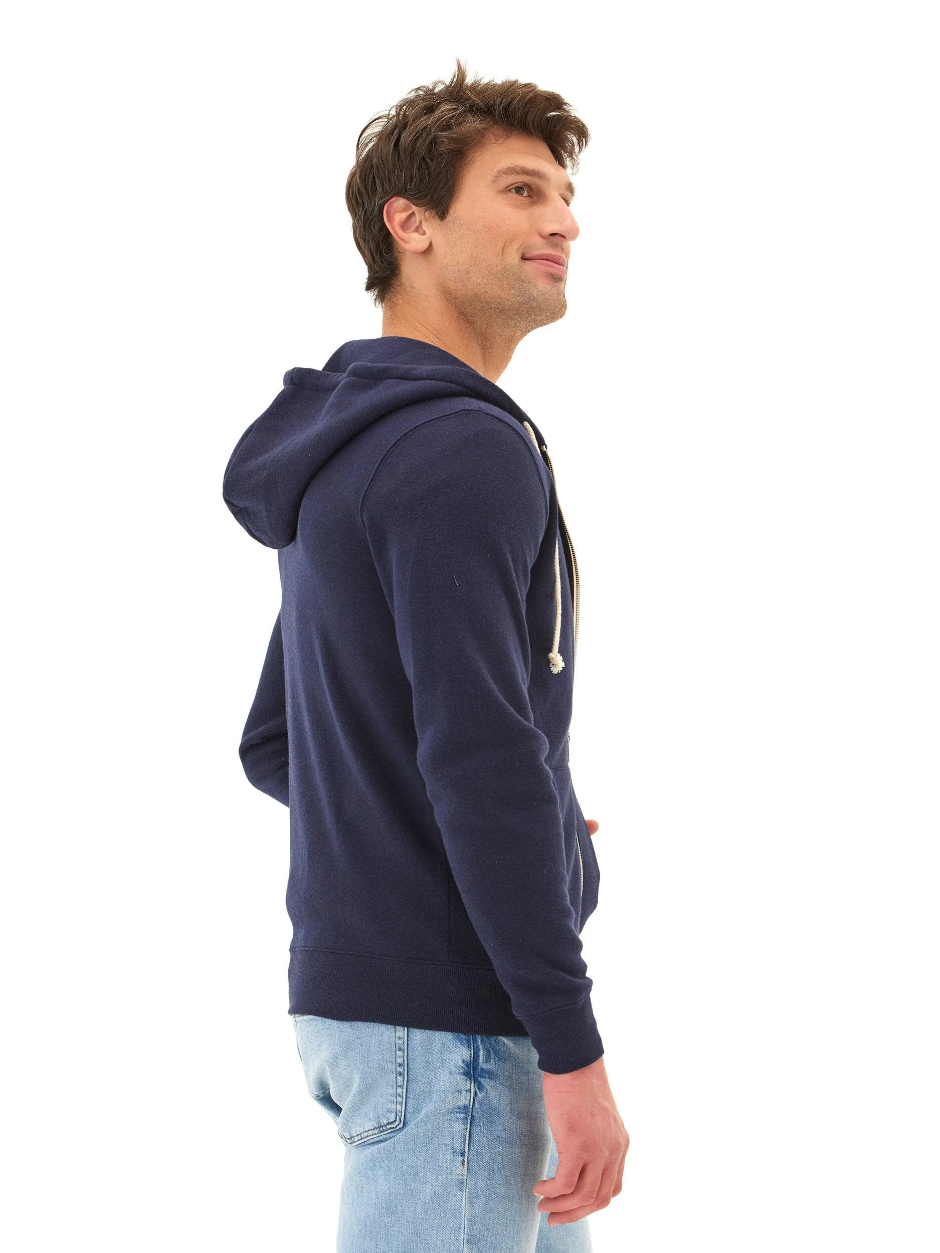 Triblend Zip Fleece Hoodie Ergonomic Fit Dynamic Compression Fit