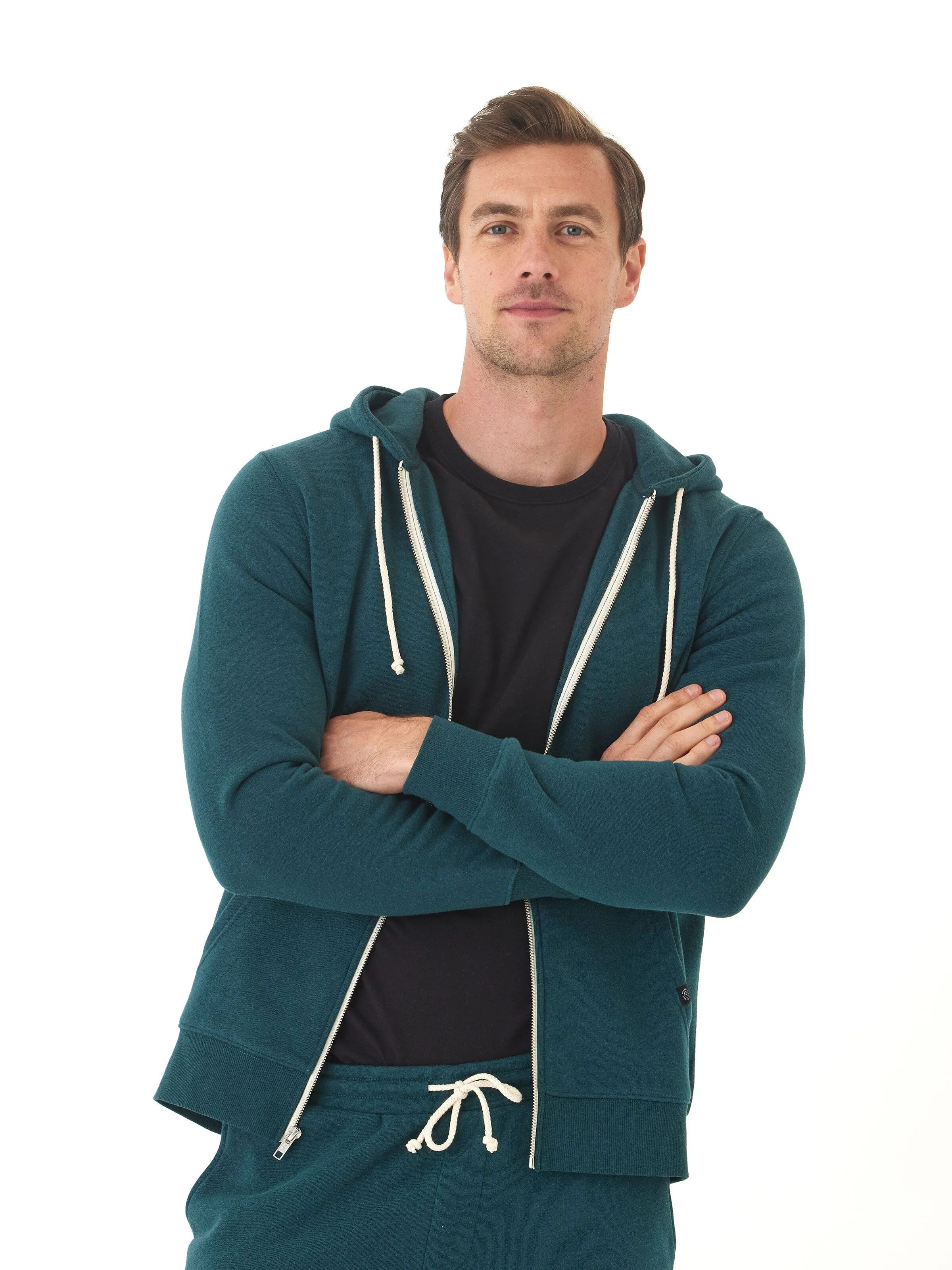 Elastic Binding Triblend Zip Fleece Hoodie