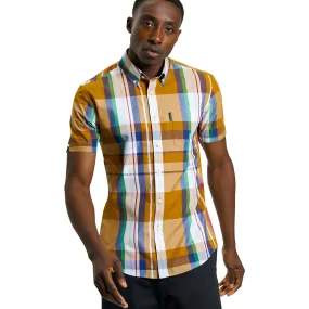 Gender Neutral Ben Sherman Mens Large Madras Check Short Sleeve Shirt