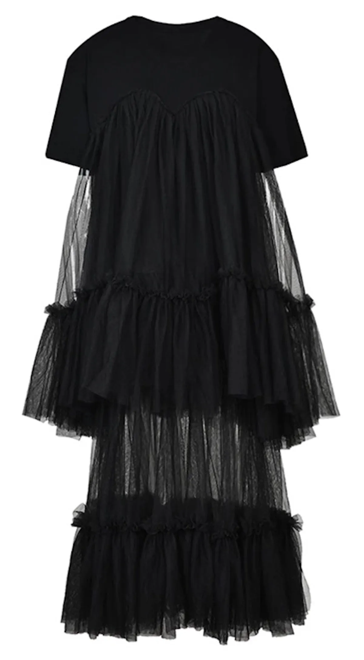 Tulle Trim Knit Dress Draped Silhouette