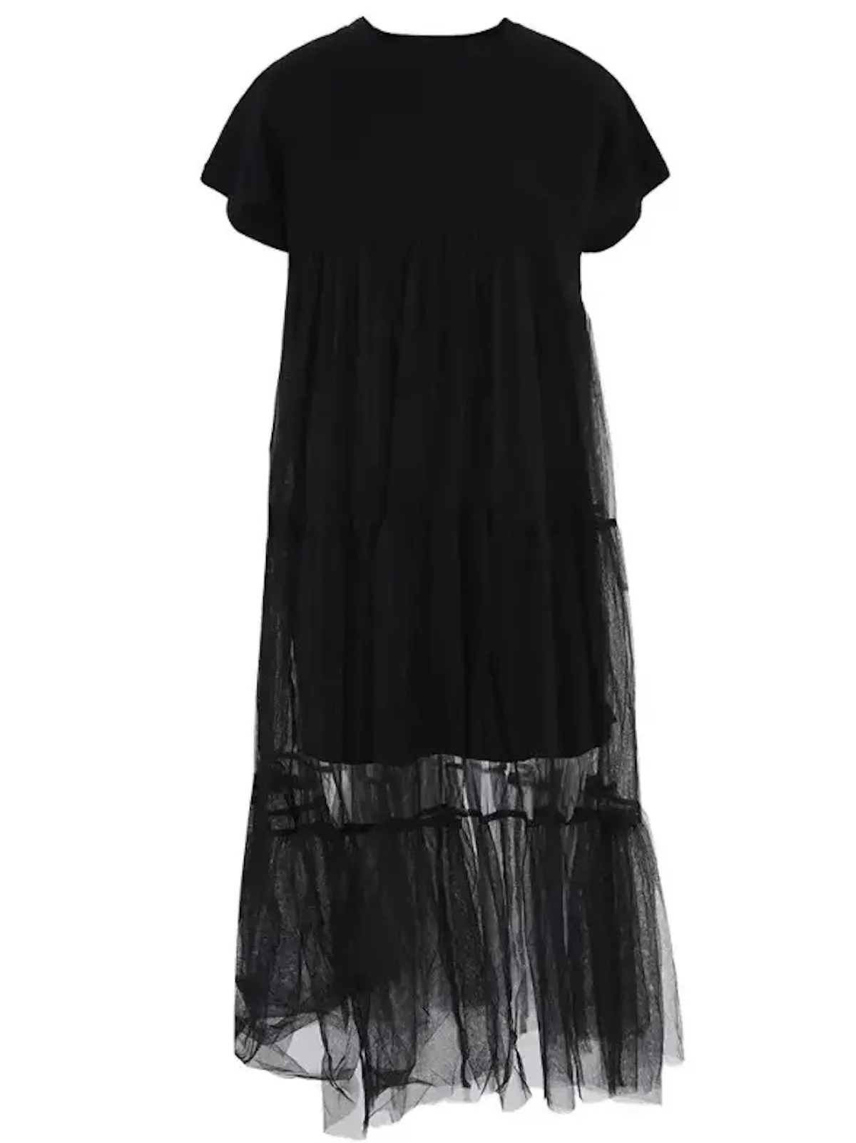 Tulle Trim Knit Tee Dress Outfit Core Work Mood