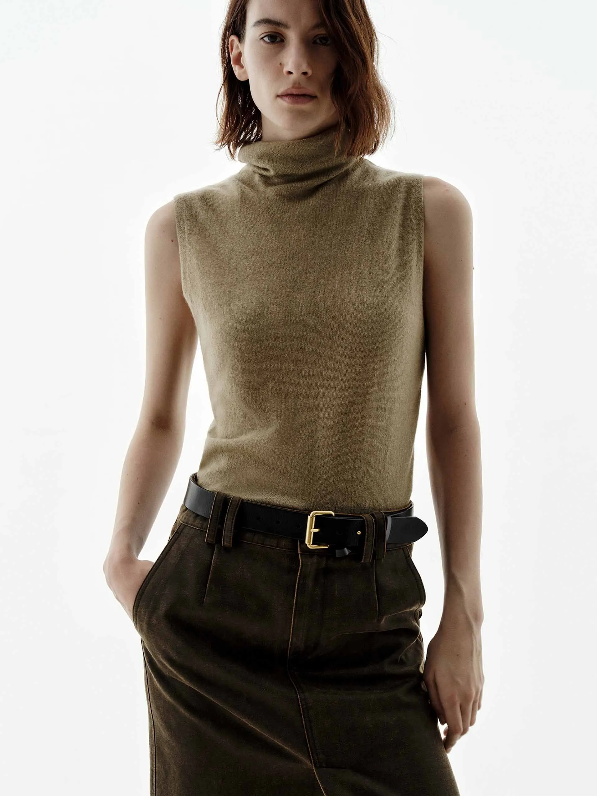 Turtleneck Sleeveless Sweater Breathable Movement