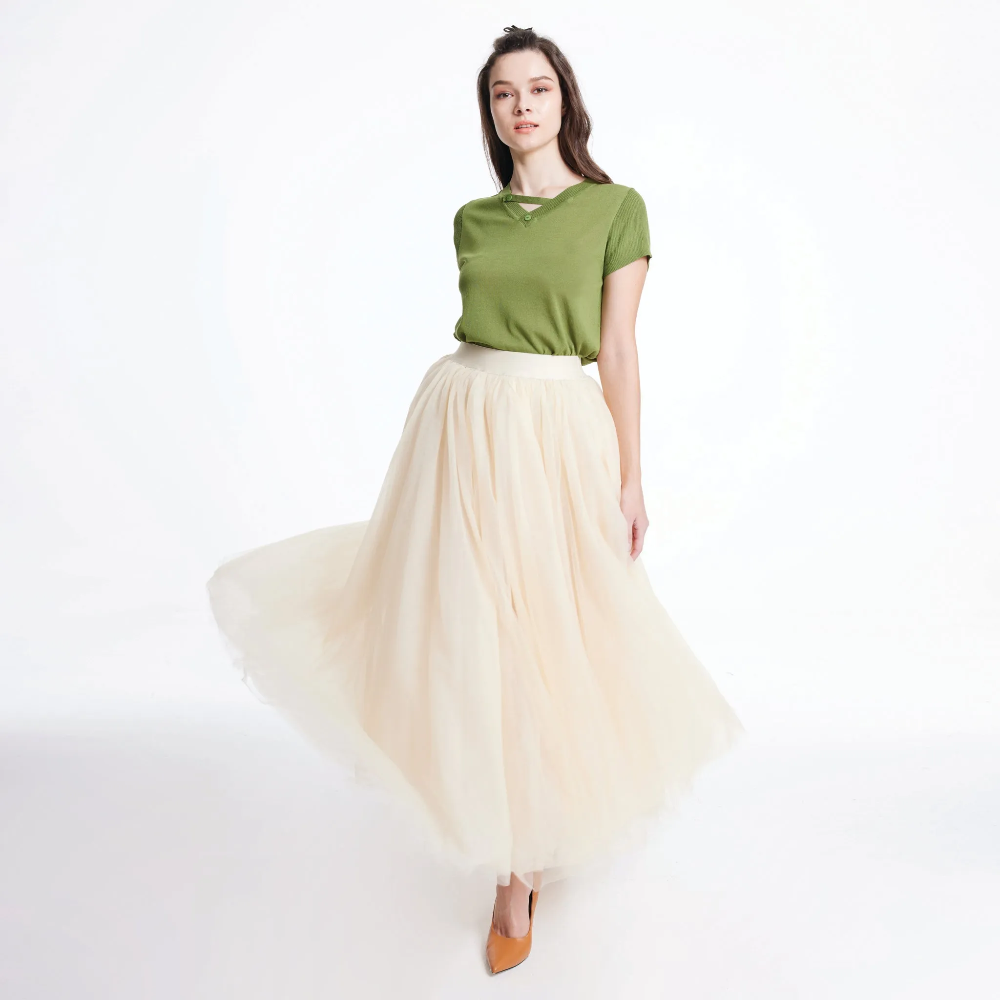 Ventilated Slits Soft Texture Tutu Skirt
