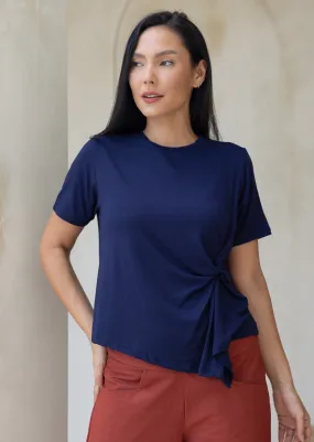 Iconic look Breathable Lining Twist Front T-shirt Navy Blue