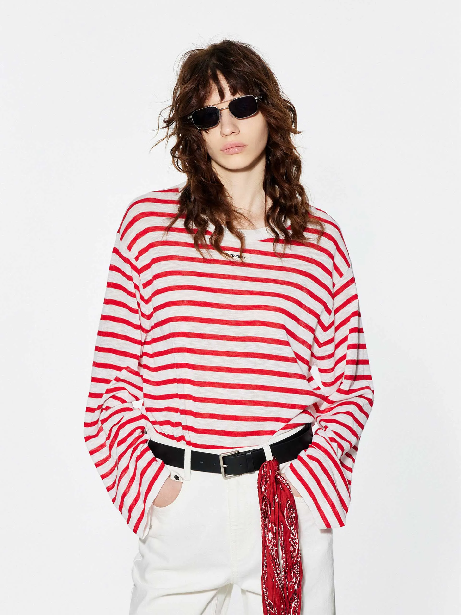 Long Sleeves Striped Sweater Light Knit