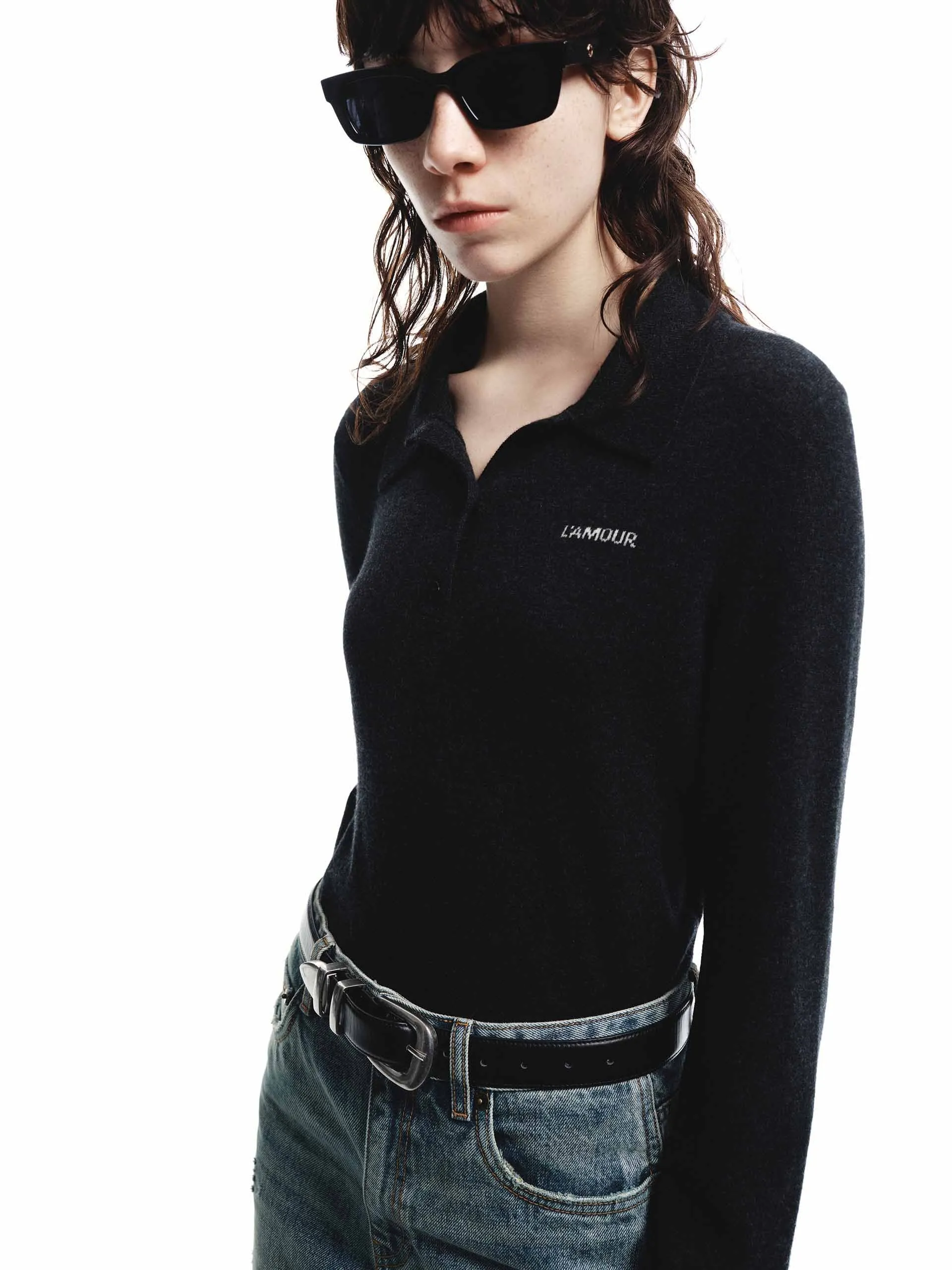 Effortless Fashion Polo Collar Wool Top