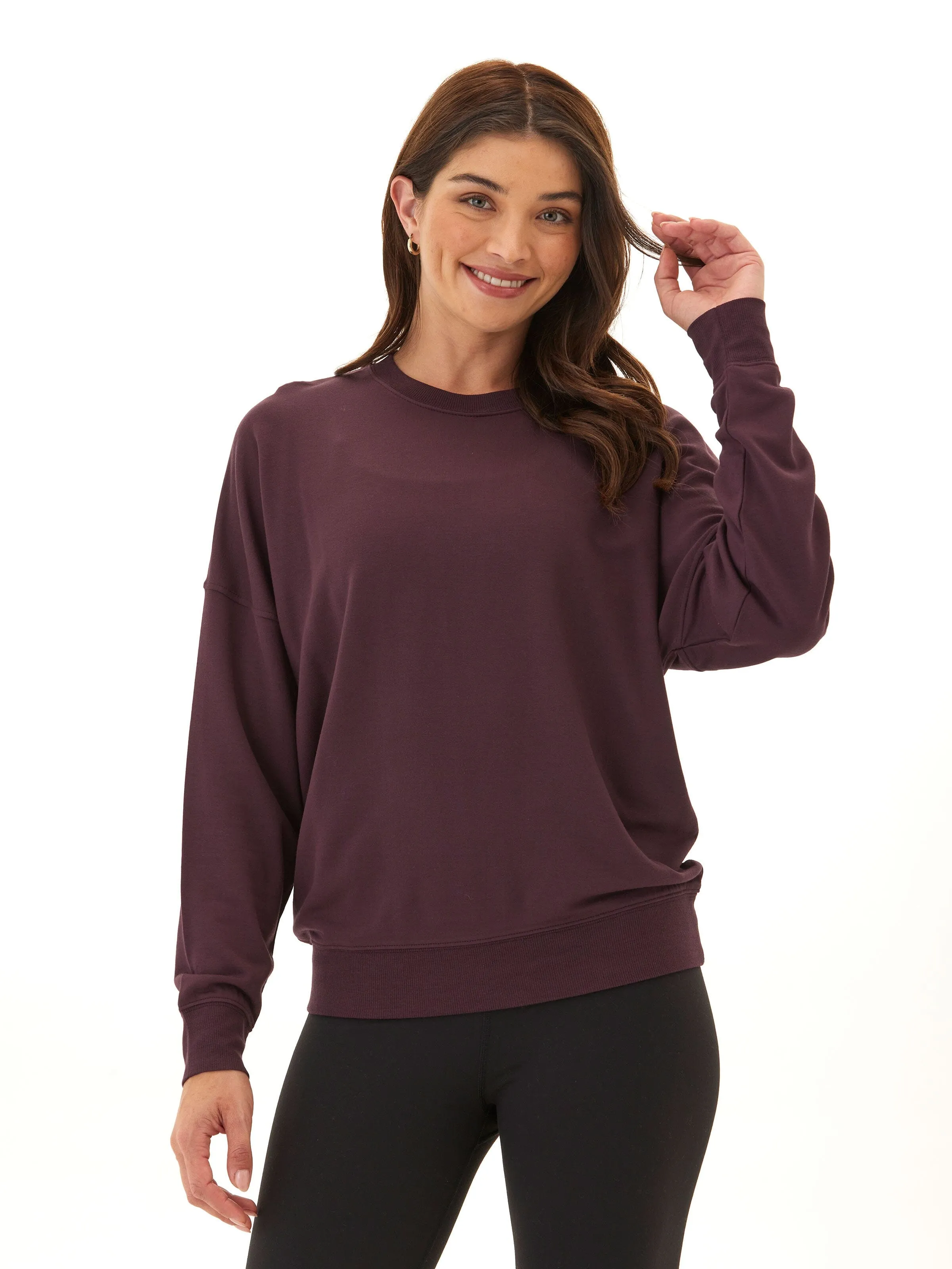 Cold Weather Silicone Grip Trim Cathy Boyfriend Feather Fleece Pullover