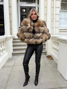 Natural Luxury Fur 4 Row Cropped Sleeve Jacket Heat Guard Weekend Outing Wear