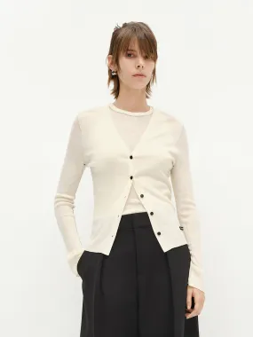 Seams Detail Wool Knit Top Reinforced Cuffs