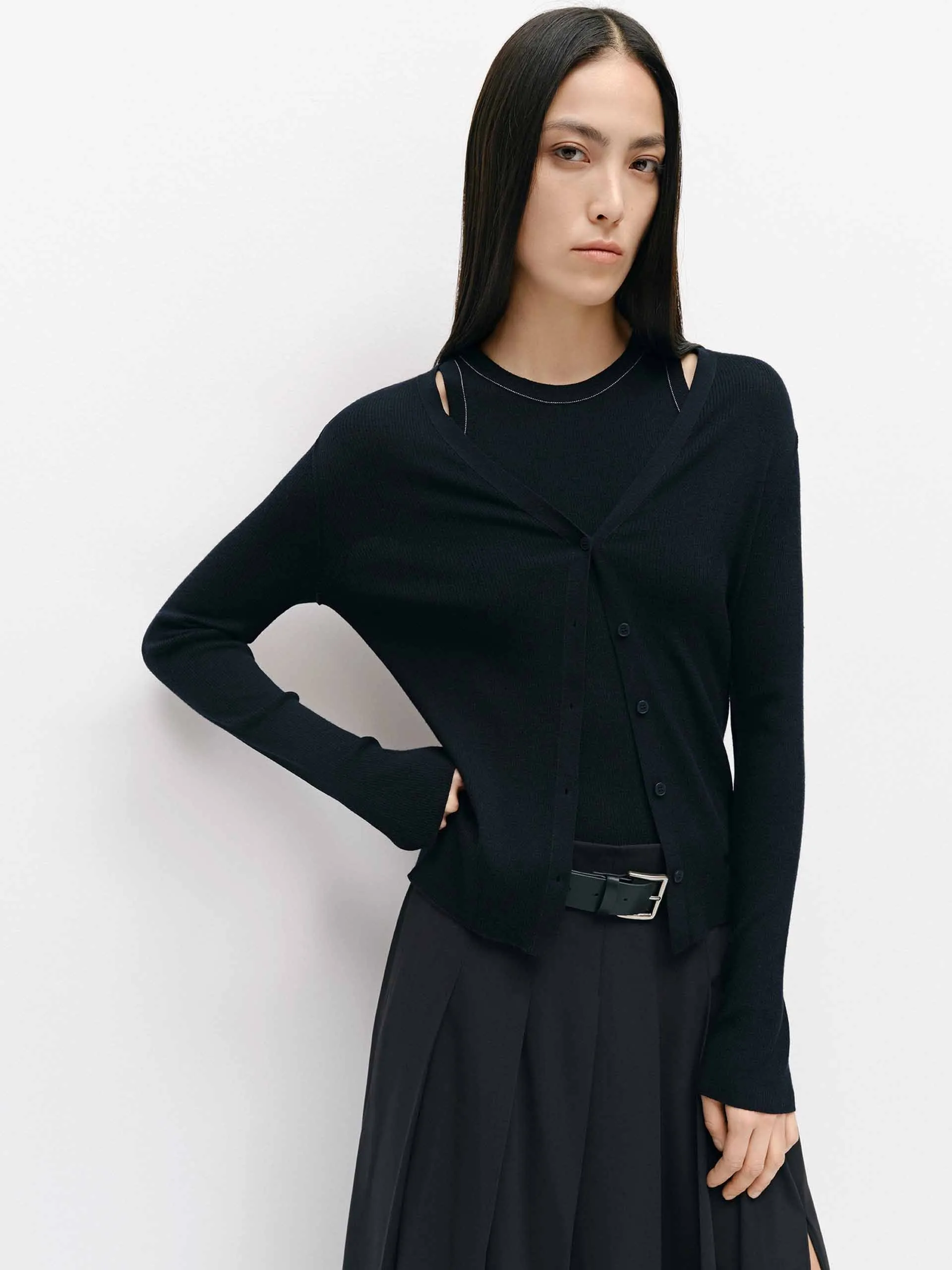 Soft and Cozy Knit Cozy Design Fit Seams Detail Wool Knit Top