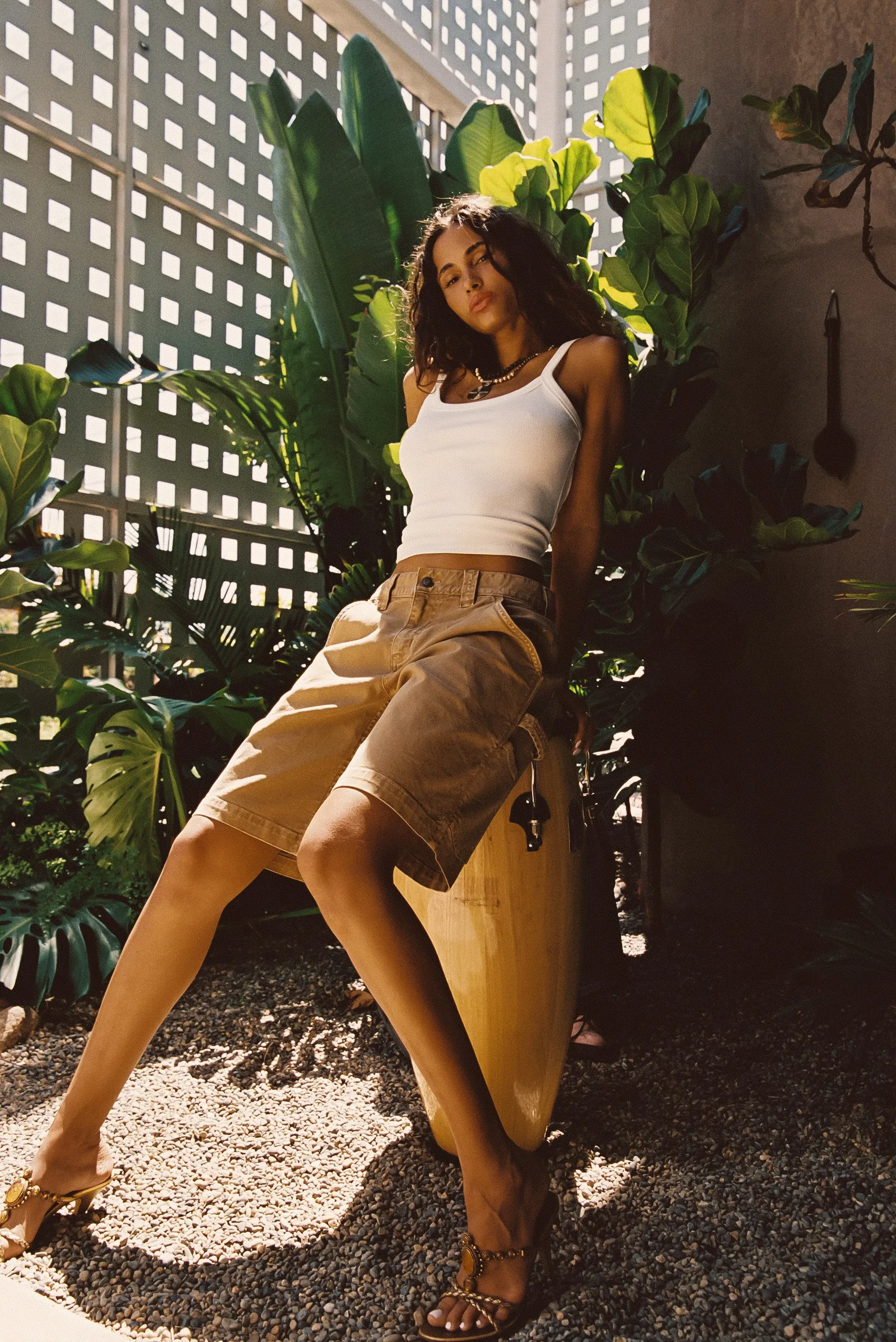 semi-formal look Stretch Fit Design Parker Khaki Low Rise Cargo Short