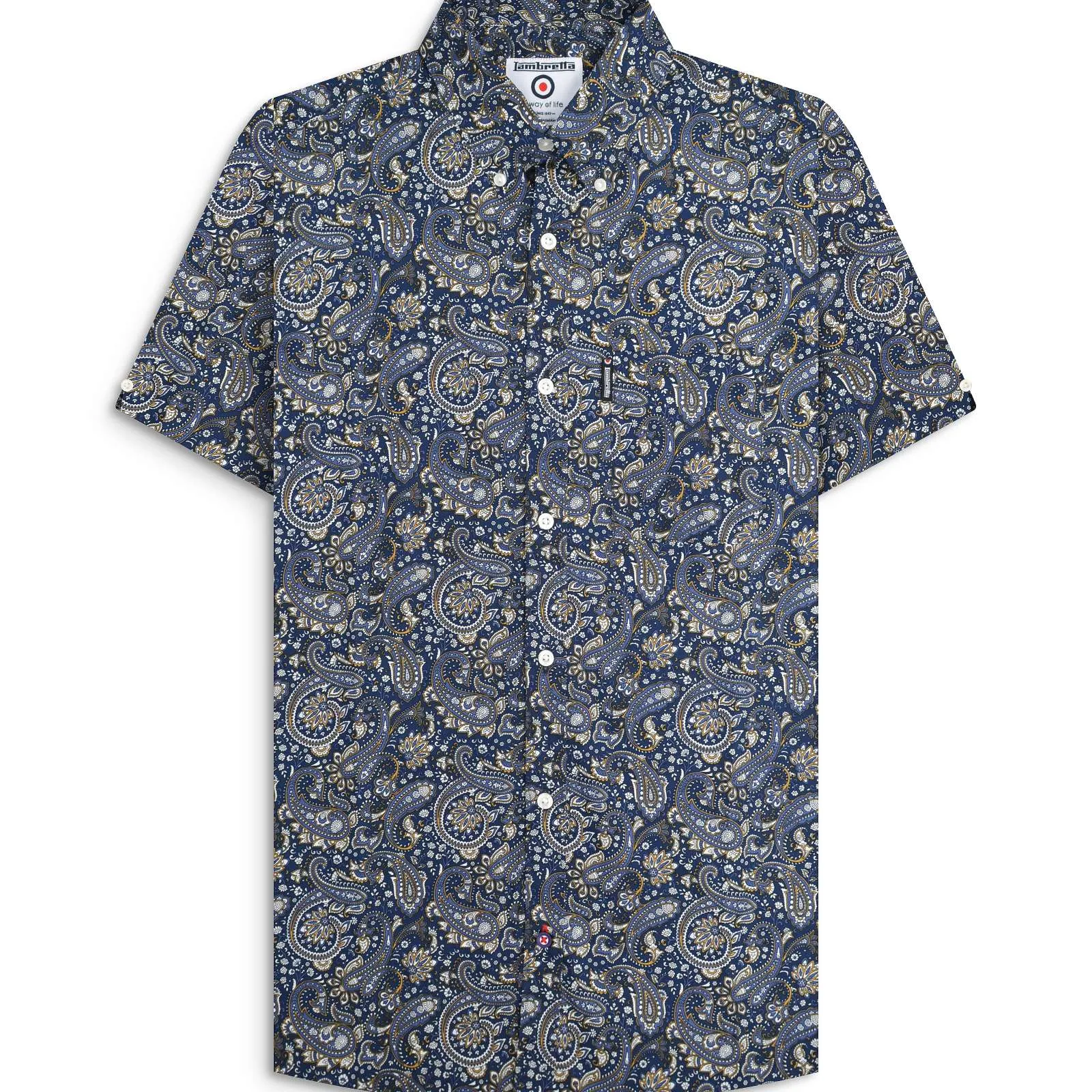 First Date Lambretta Mens Paisley Shirt Short Sleeve Shirt