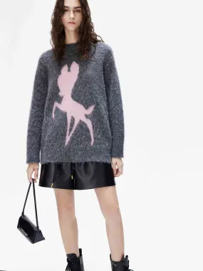 Cartoon Pattern Fuzzy Sweater Thermal Insulation Design Relax Fit Wear