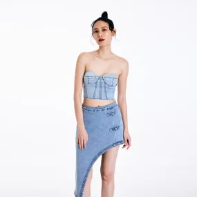 Permanent Crease Retention Neutral Autumn Days Denim Bralette