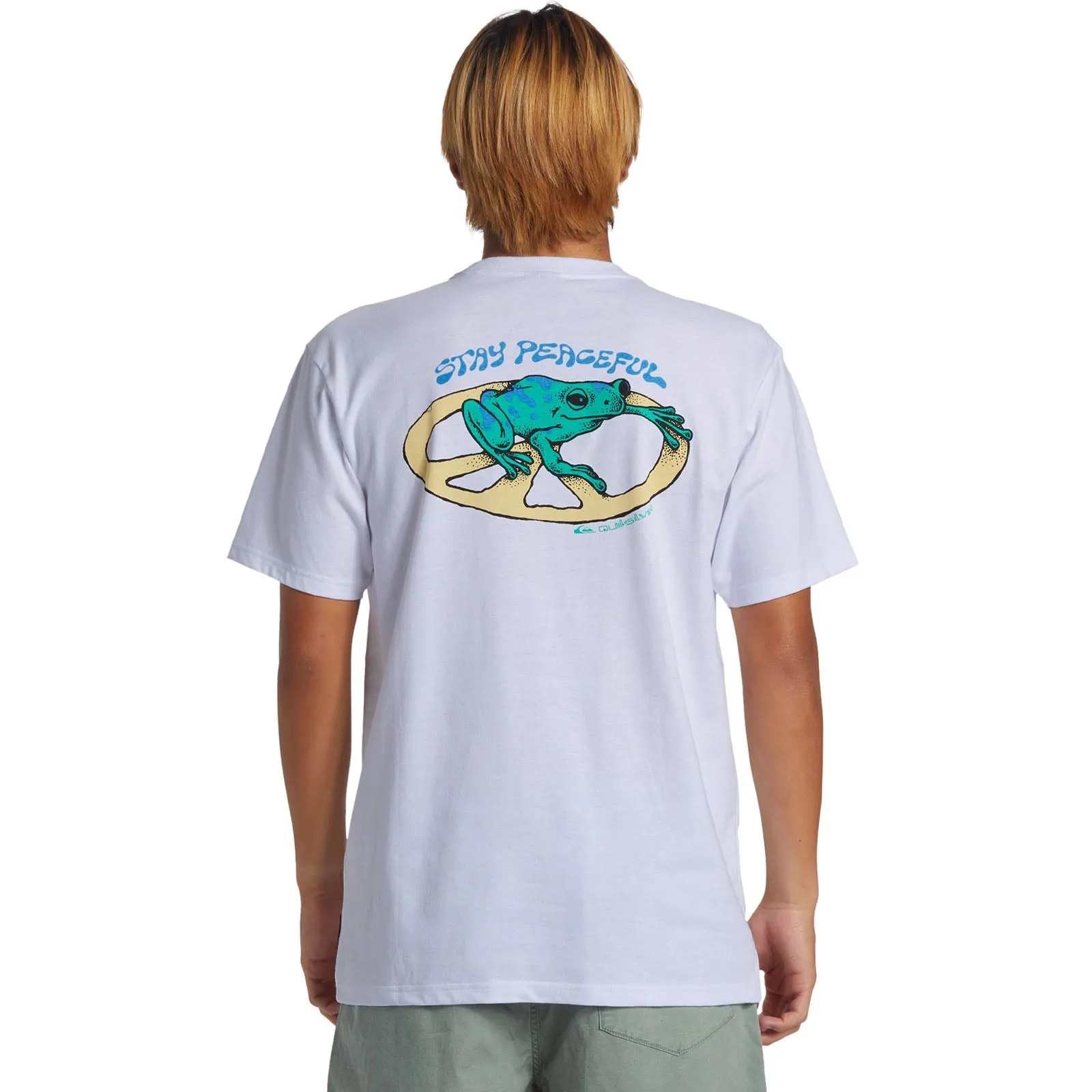 Fashionable Fit Sandwich Mesh Panel Structure Quiksilver Mens Stay Peacefull Short Sleeve Crew Neck T-Shirt