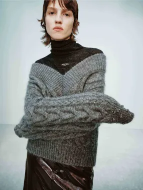 V-neck Cable Knit Sweater Timeless Style Relaxed Movement