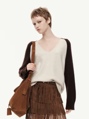 Ergonomic Sleeve Design Quick Dry Comfort V-neck Contrast Sweater