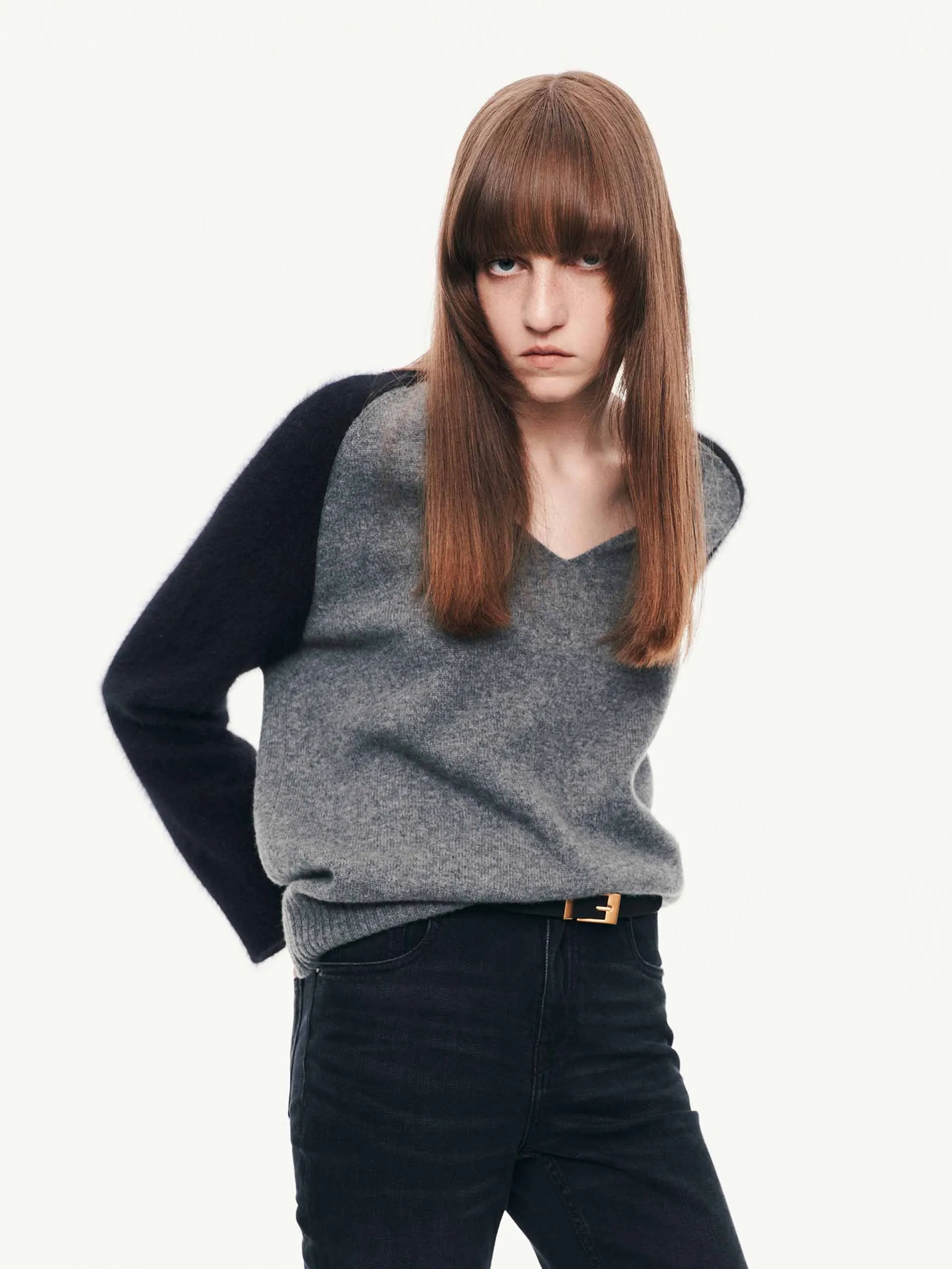 Zero Waste Manufacturing V-neck Contrast Sweater