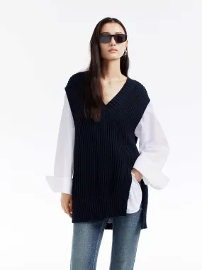 Knitted Design Chill Comfort Wear V-neck Set Sweater
