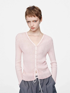 Flexible Side Gusset V-neck Fitted Cardigan