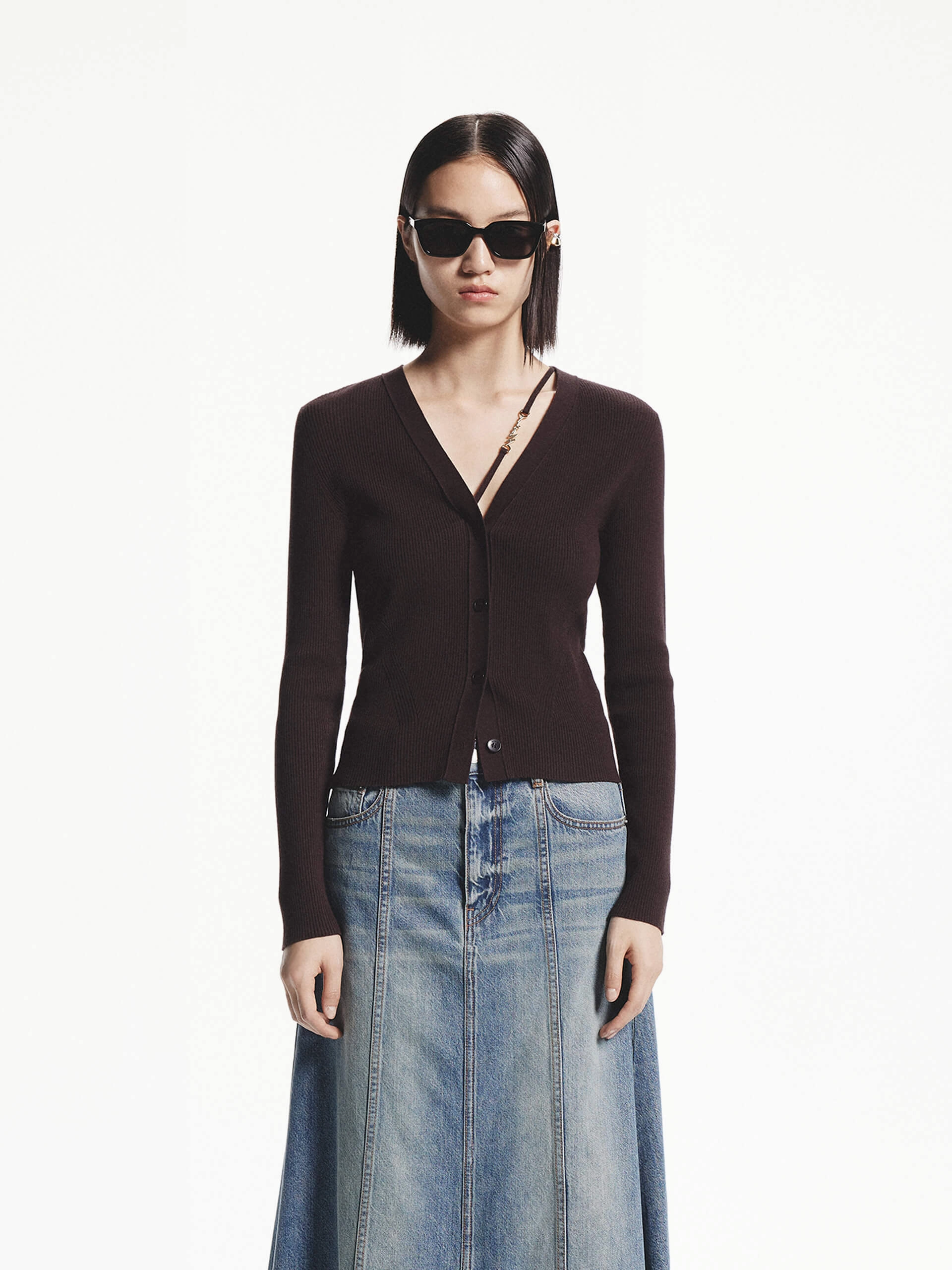 City Ready V-neck Tie Knitted Cardigan