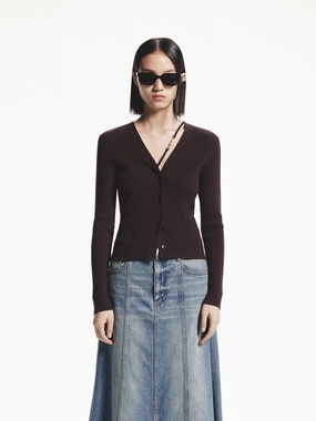 City Ready V-neck Tie Knitted Cardigan