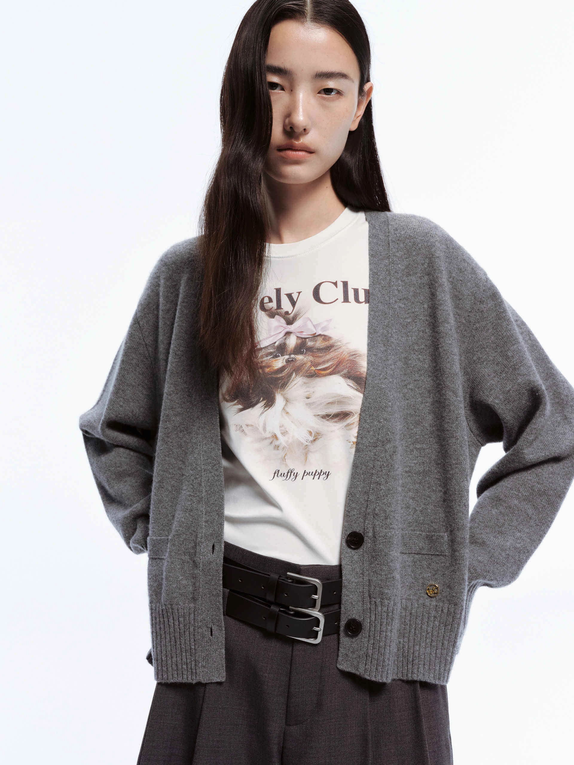V-neck Wool Knit Cardigan Daily Warmth Chic Layer