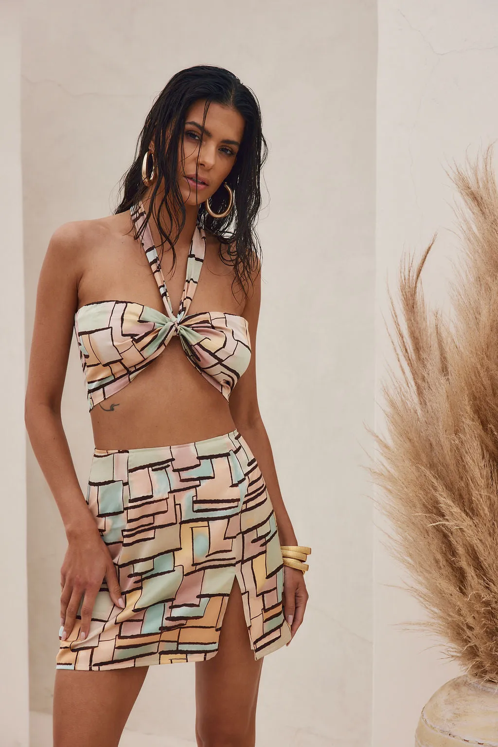 Evening Outing Valentyna Pastel Printed Mini Skirt