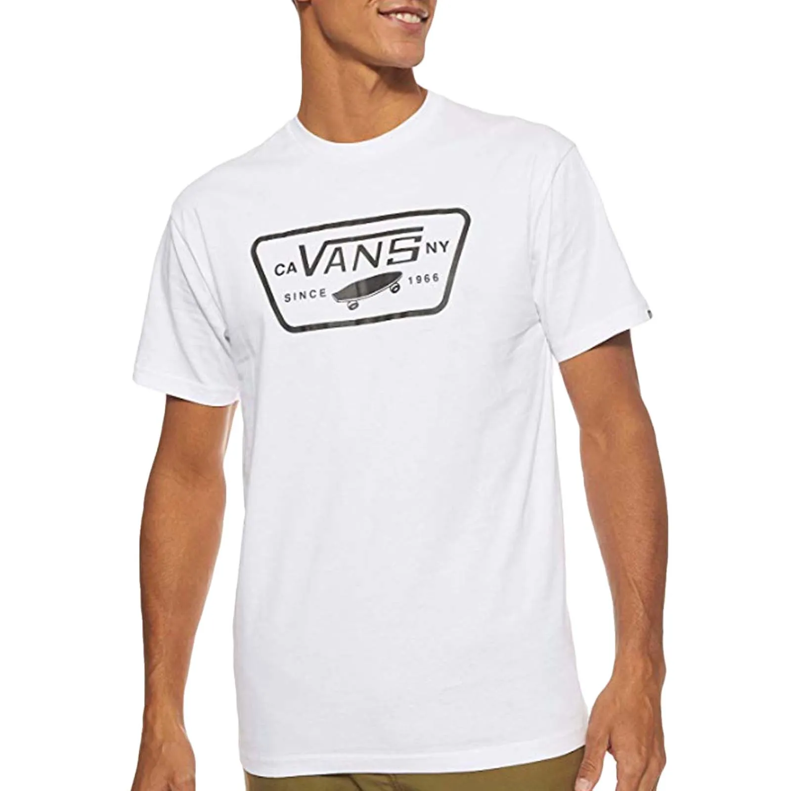 Hypoallergenic Textile Ribbed Knit Fabric Vans Full Patch T-Shirt - White/Black