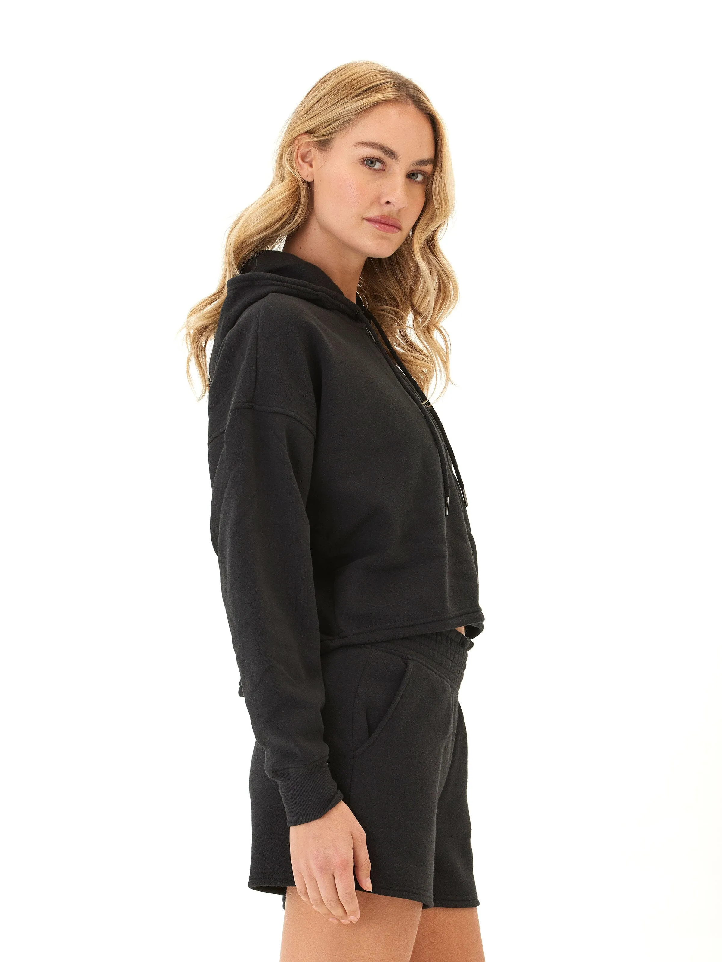 Venetia Triblend Fleece Crop Zip Hoodie Seamless construction Collapsible Packable Style