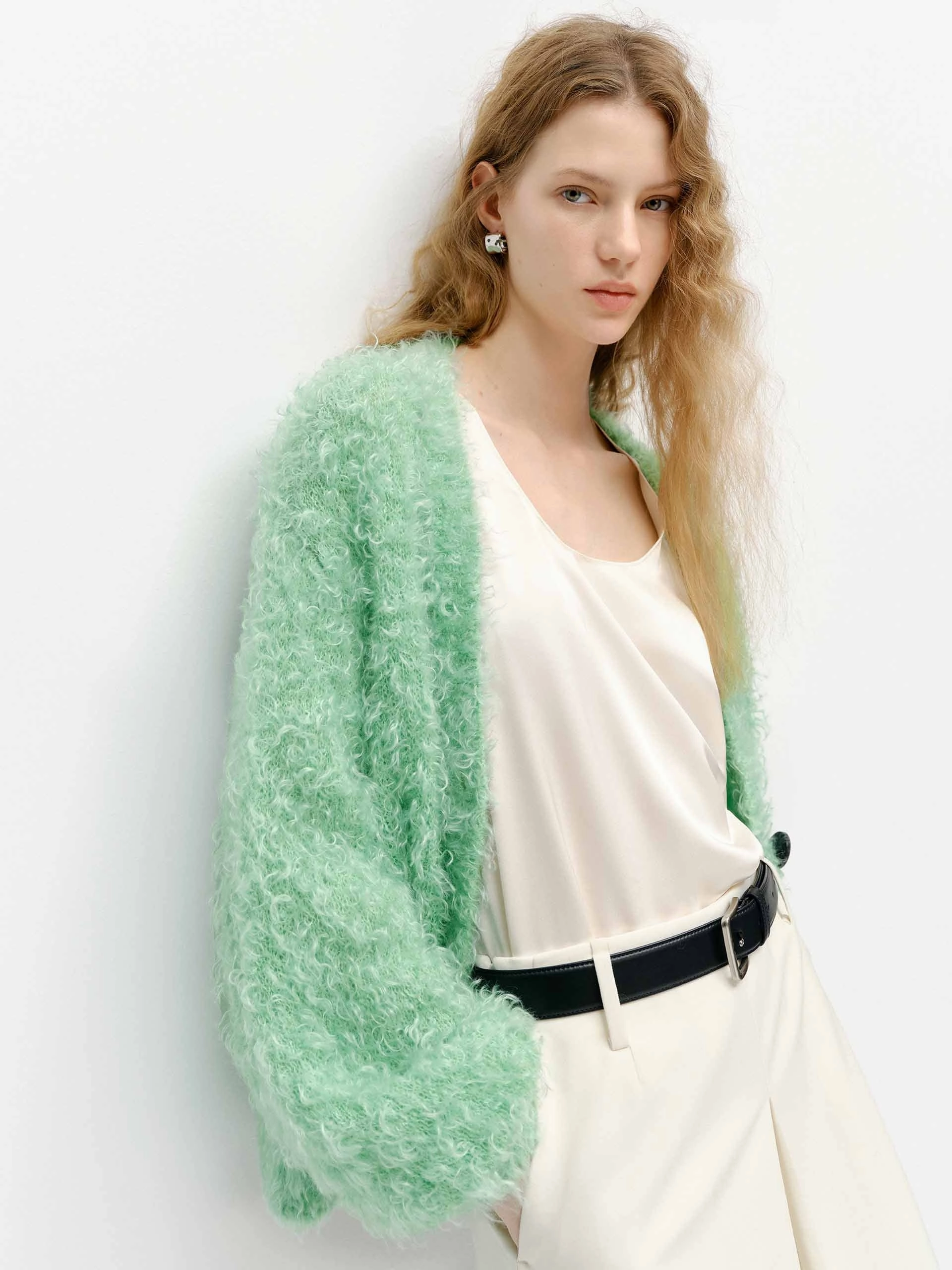 City Casual Fluffy Boucle Knit Cardigan