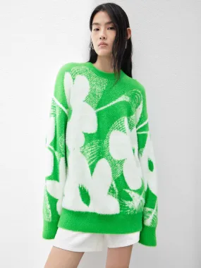 Texture Floral Pattern Sweater Effortless Knit