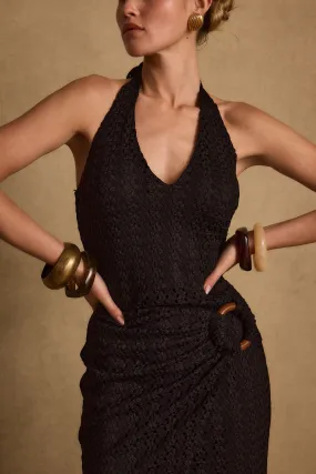 Lounge Ready Sangria Black Halter Midi Dress