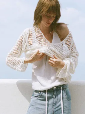 Crochet Fishnet Sweater Warm Comfort Comfy Knit Look