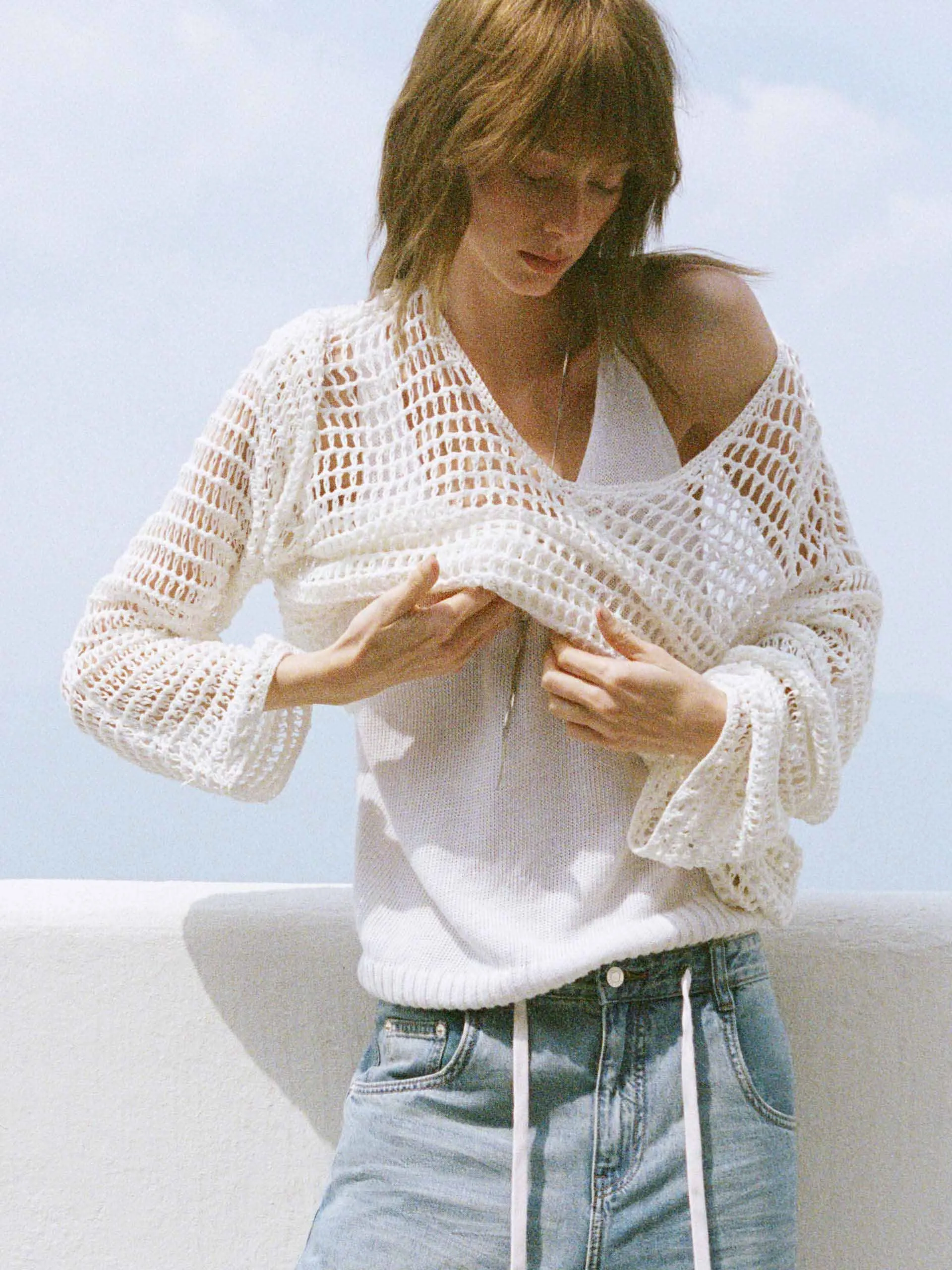 Trendy Look Quick Dry Fit Crochet Fishnet Sweater