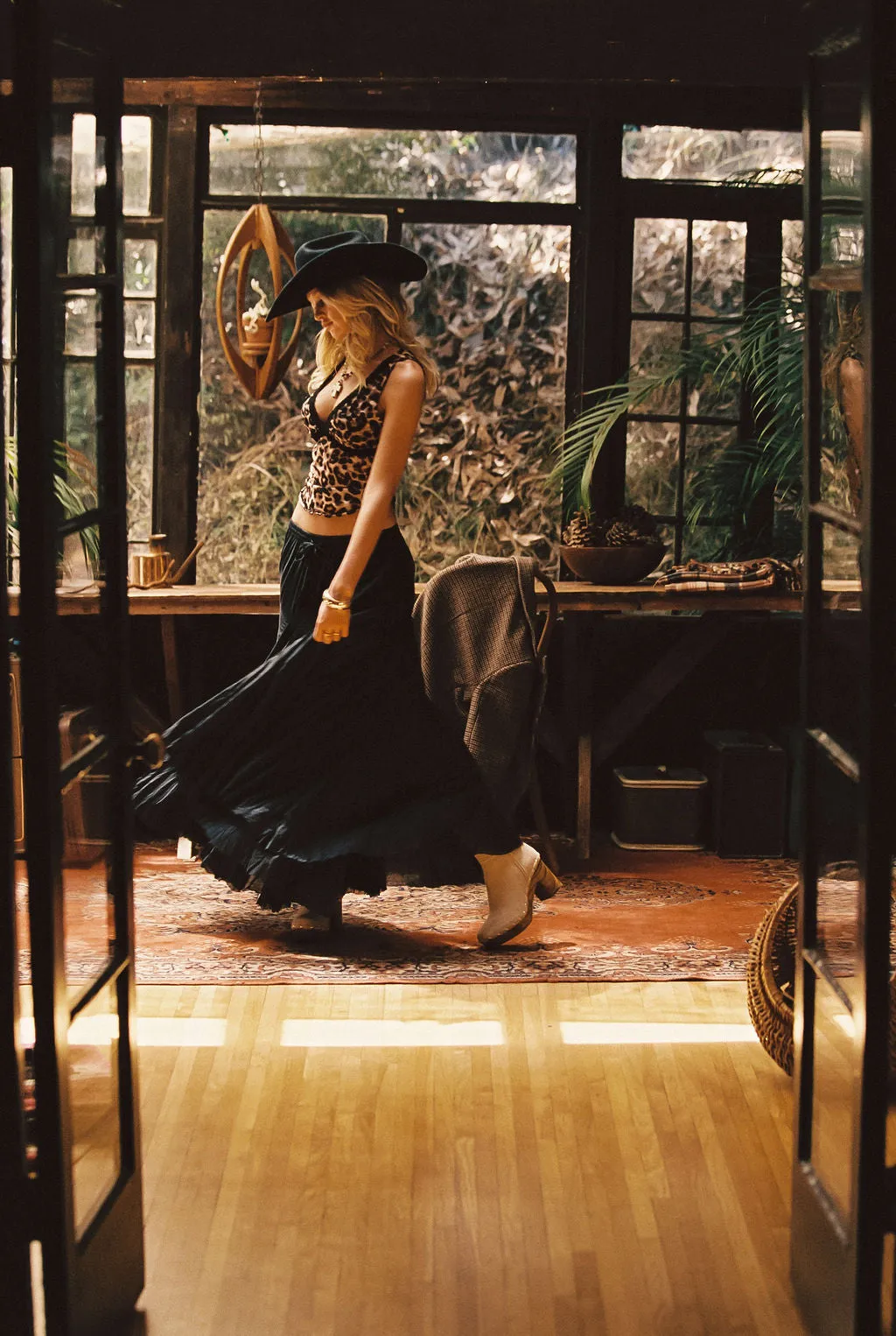 Violetta Black Gauze Maxi Skirt Winter Layering Sleek Flow