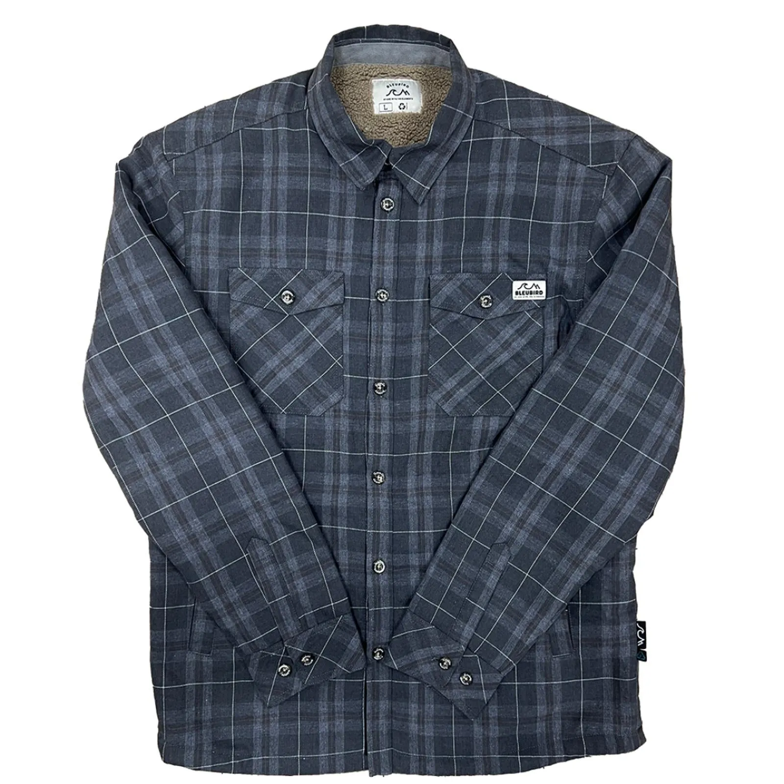 First Date Bleubird Sequoia Checked Button Up Overshirt
