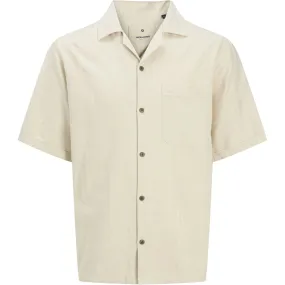Jack & Jones Mens Bluluke Jacquard Resort Short Sleeve Shirt Adjustable Cuffs Minimalist Style